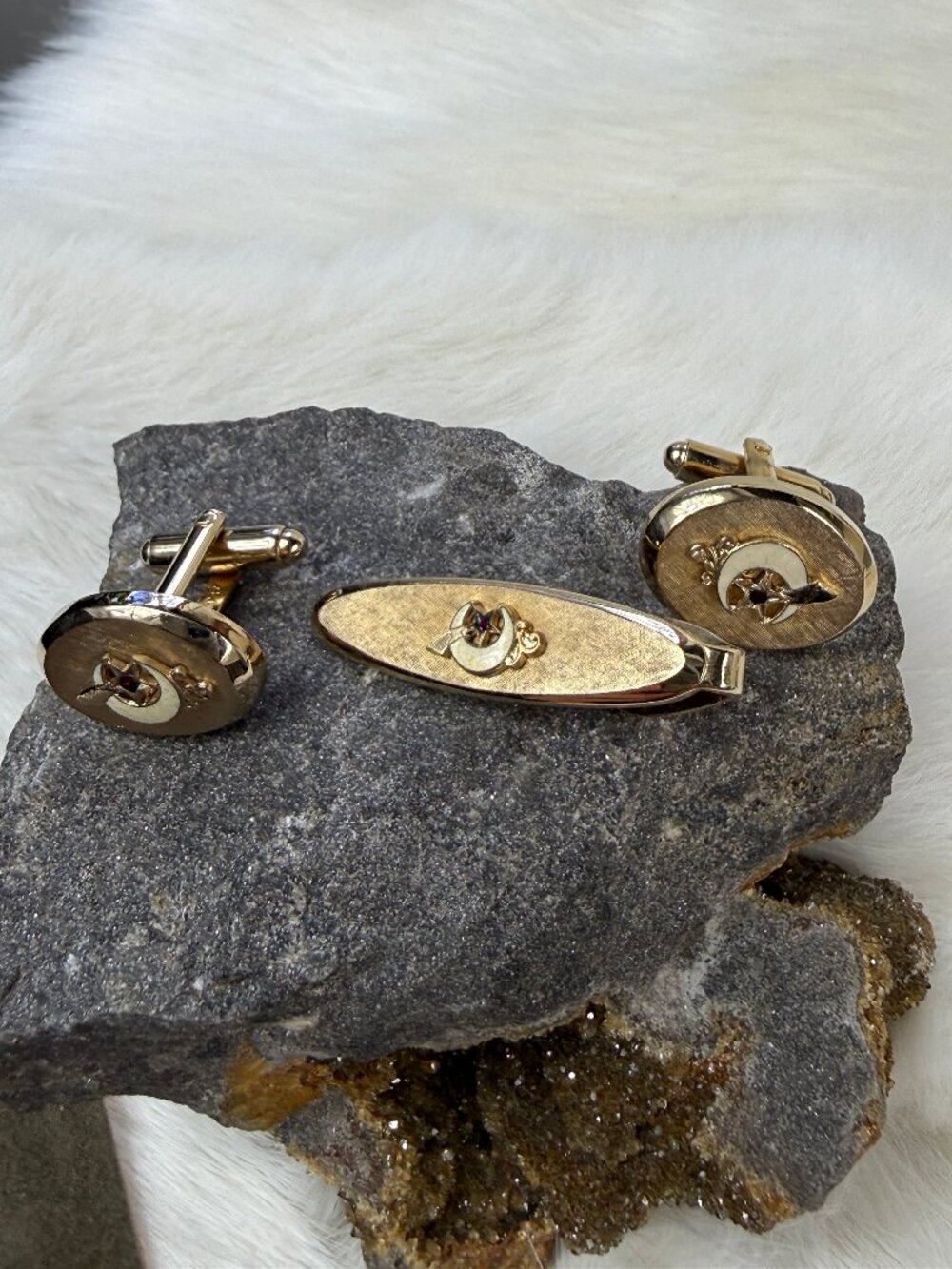 Vintage Shriners Cufflink & Tie Bar Set Dante Brand